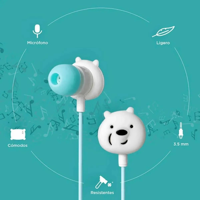 AUDIFONOS INFANTILES CON DISEÑO DE OSOS COLORIDOS - 2