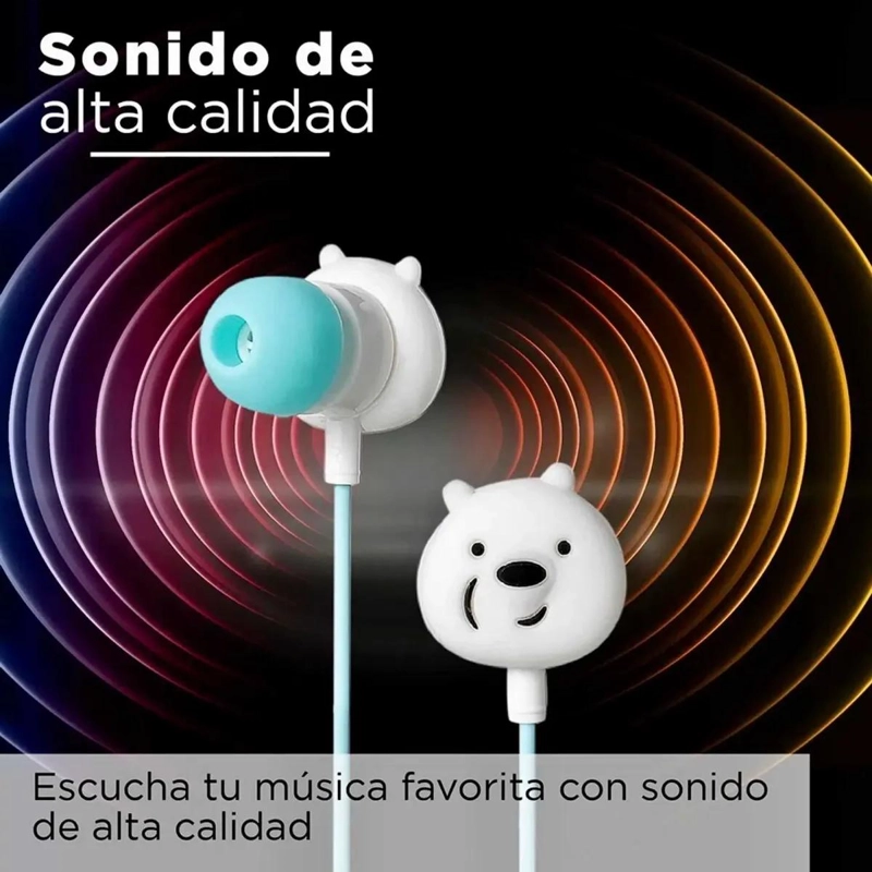 AUDIFONOS INFANTILES CON DISEÑO DE OSOS COLORIDOS - 3