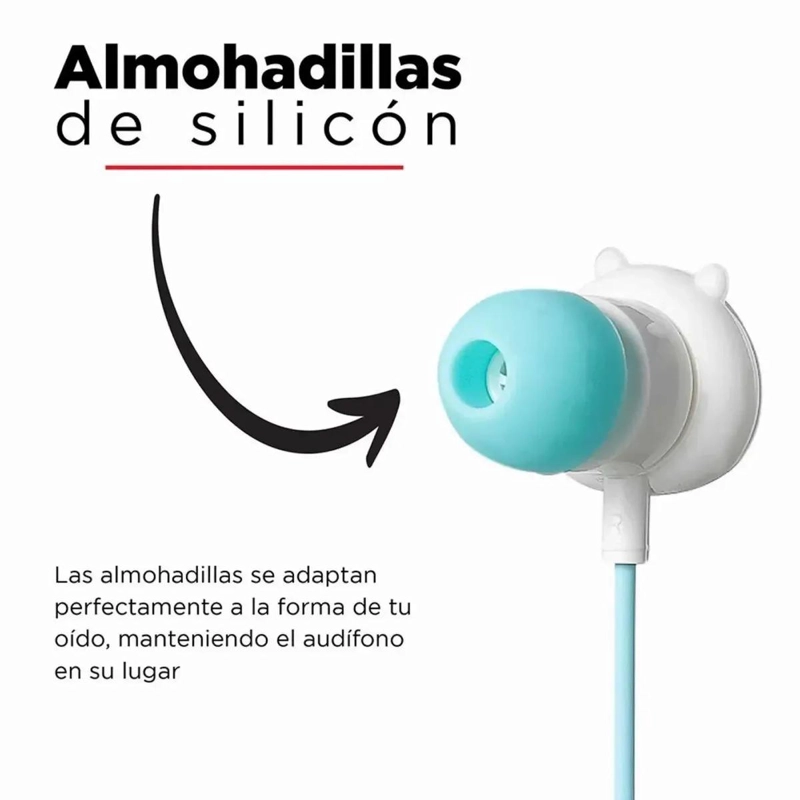 AUDIFONOS INFANTILES CON DISEÑO DE OSOS COLORIDOS - 4