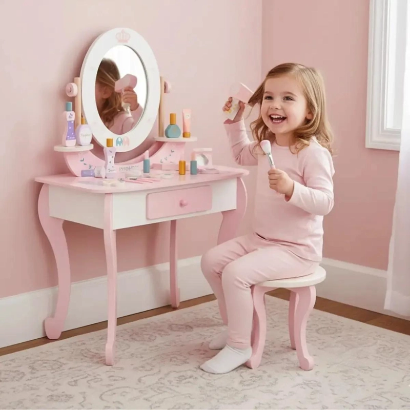 TOCADOR DE MADERA PARA NIÑA CON SET DE MAQUILLAJE - 2