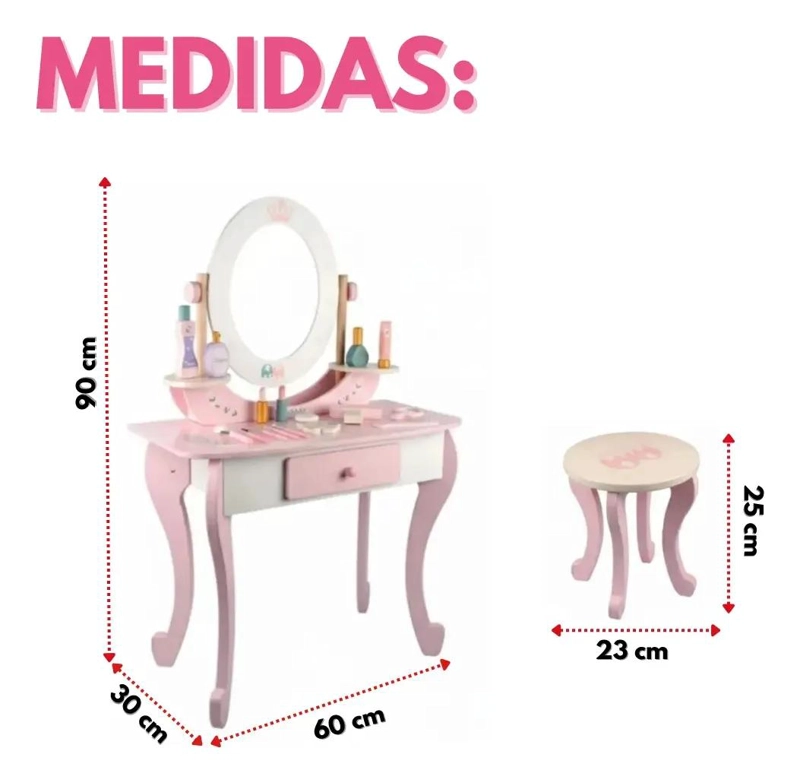 TOCADOR DE MADERA PARA NIÑA CON SET DE MAQUILLAJE - 3