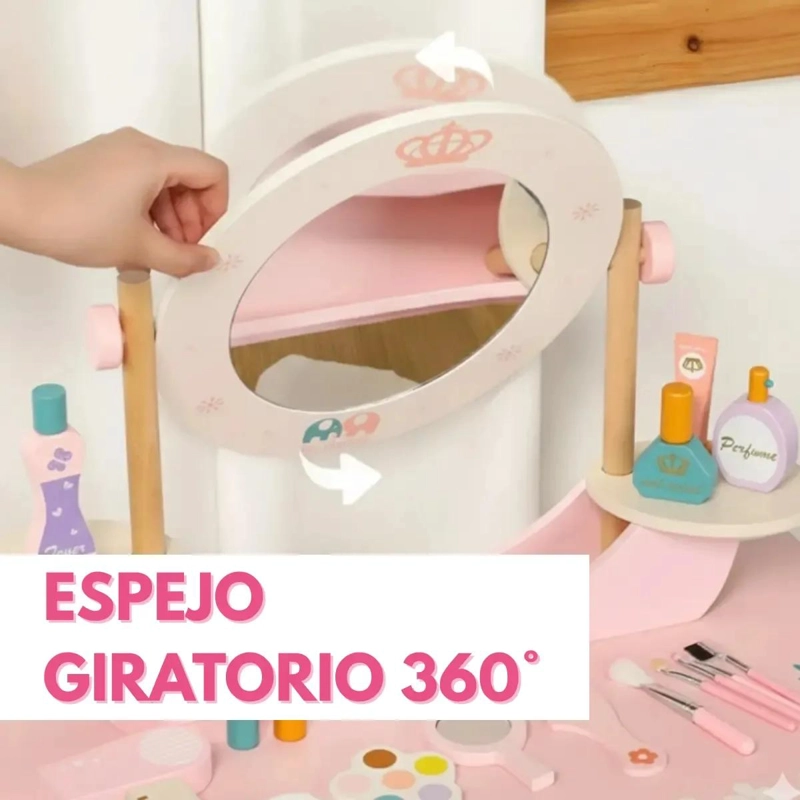 TOCADOR DE MADERA PARA NIÑA CON SET DE MAQUILLAJE - 4
