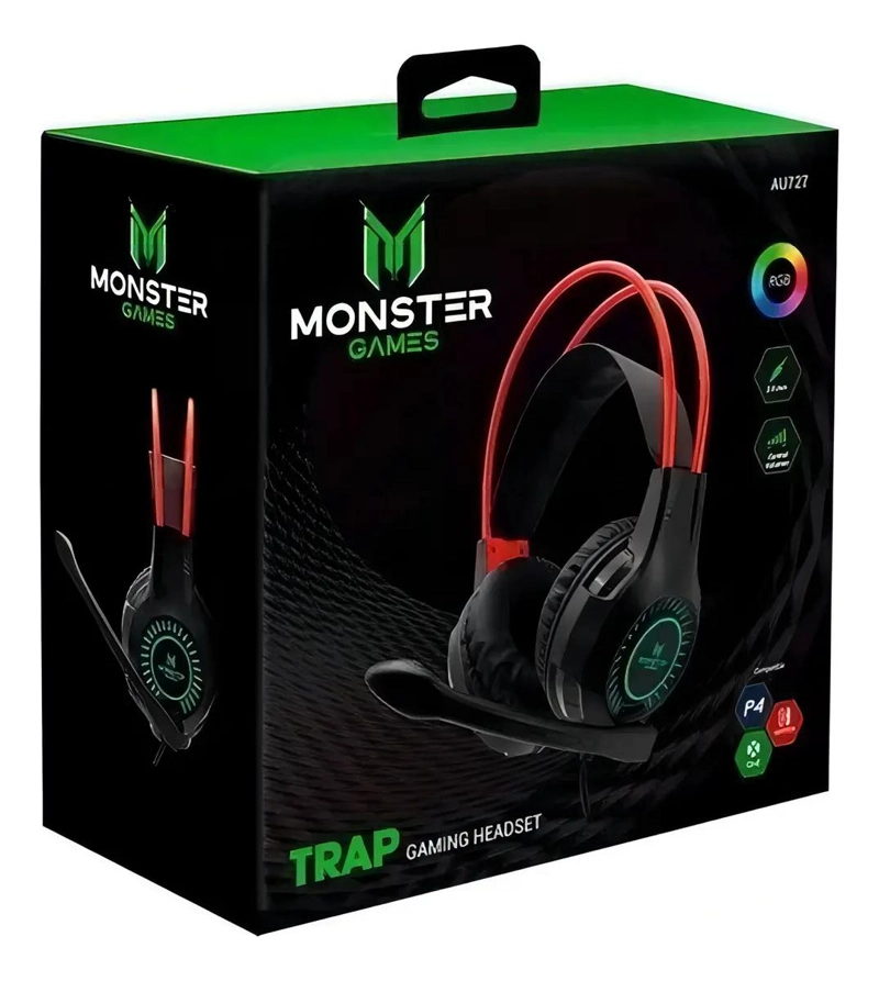 AUDIFONOS GAMER MONSTER TRAP NEGRO - 3