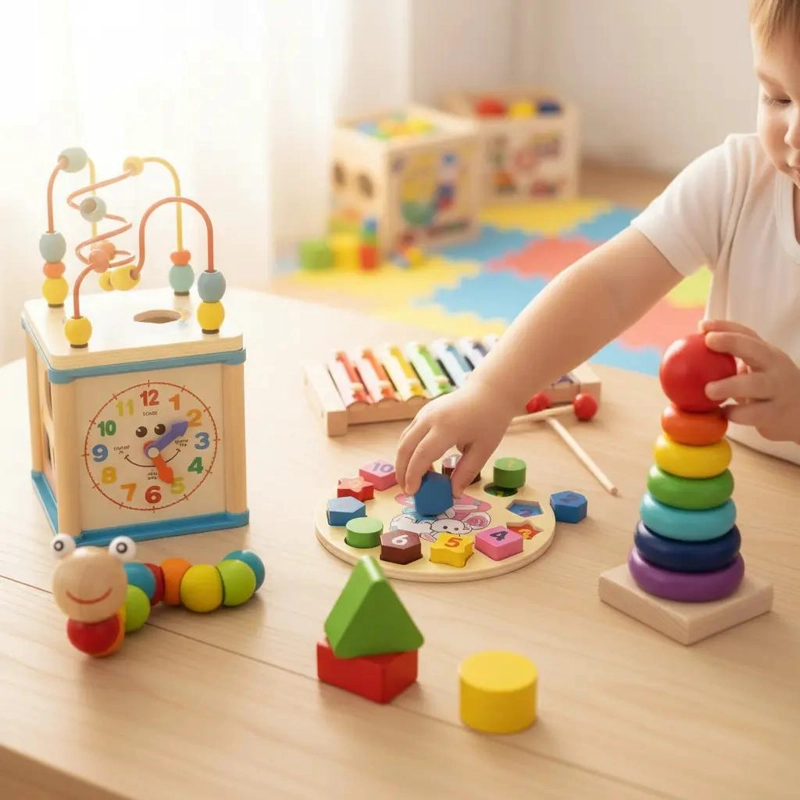 JUEGO DE CUBOS DE ENCAJE DE MADERA PARA NIÑOS - 1