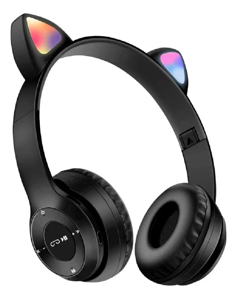 AUDIFONOS BLUETOOTH P47M CON LED, FM Y MICROFONO NEGRO - 1