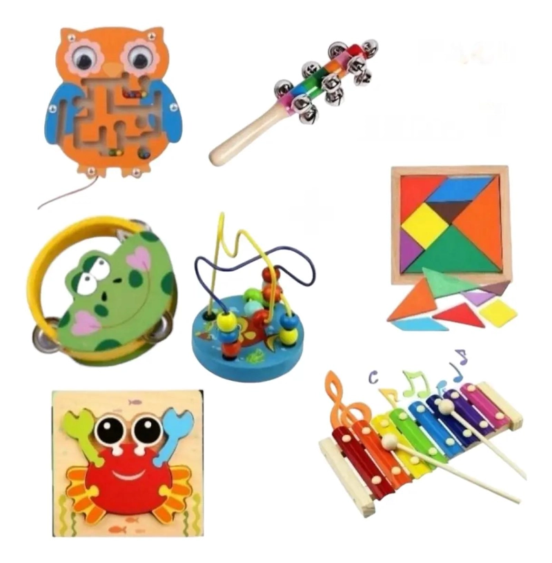 SET MONTESSORI DE JUGUETES DE MADERA PARA BEBE S 7 PIEZAS - 1