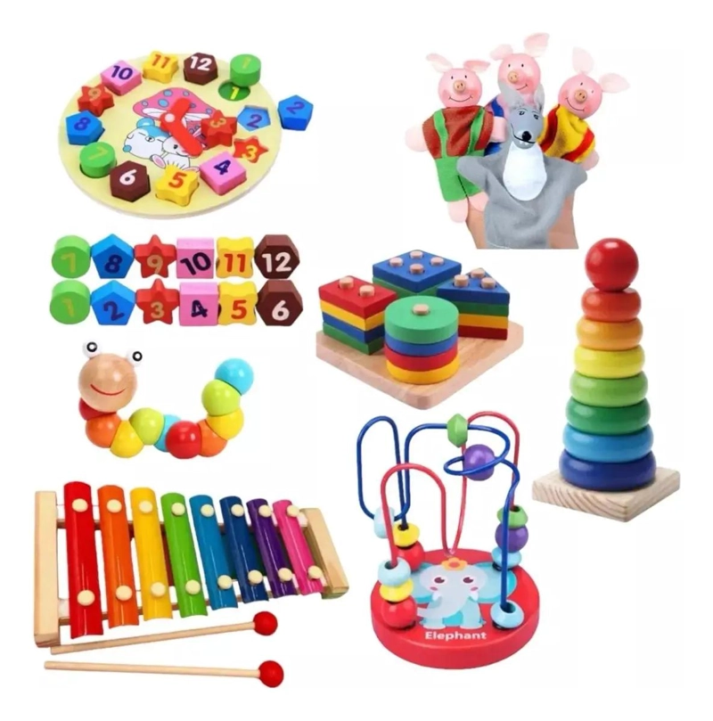 PACK 7 JUGUETES DIDACTICOS DE MADERA MONTESSORI - 1