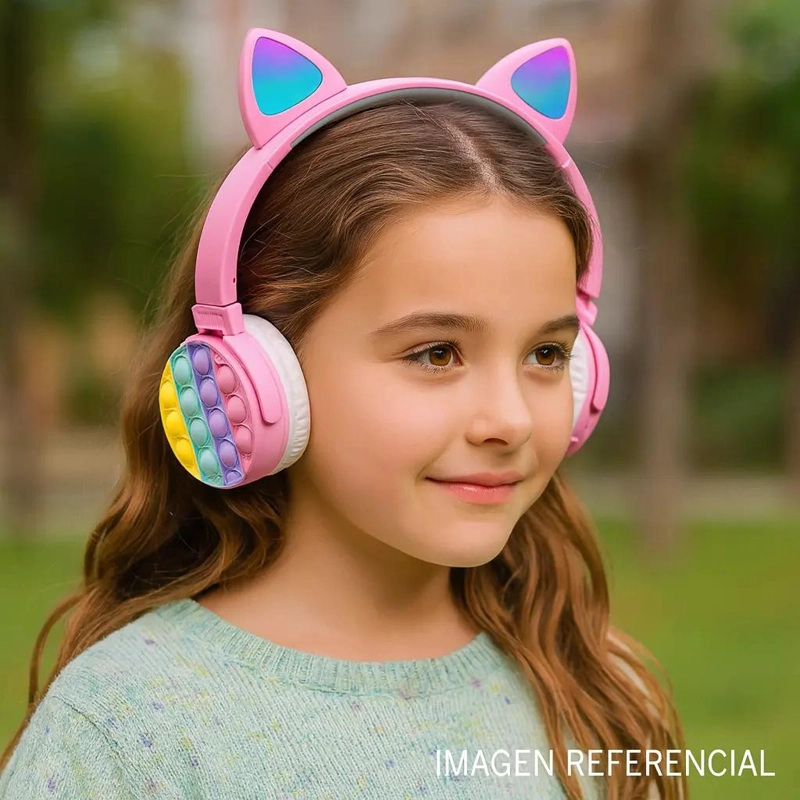 AURICULARES BLUETOOTH INALAMBRICOS CON DISEÑO DE GATO POP IT - 2