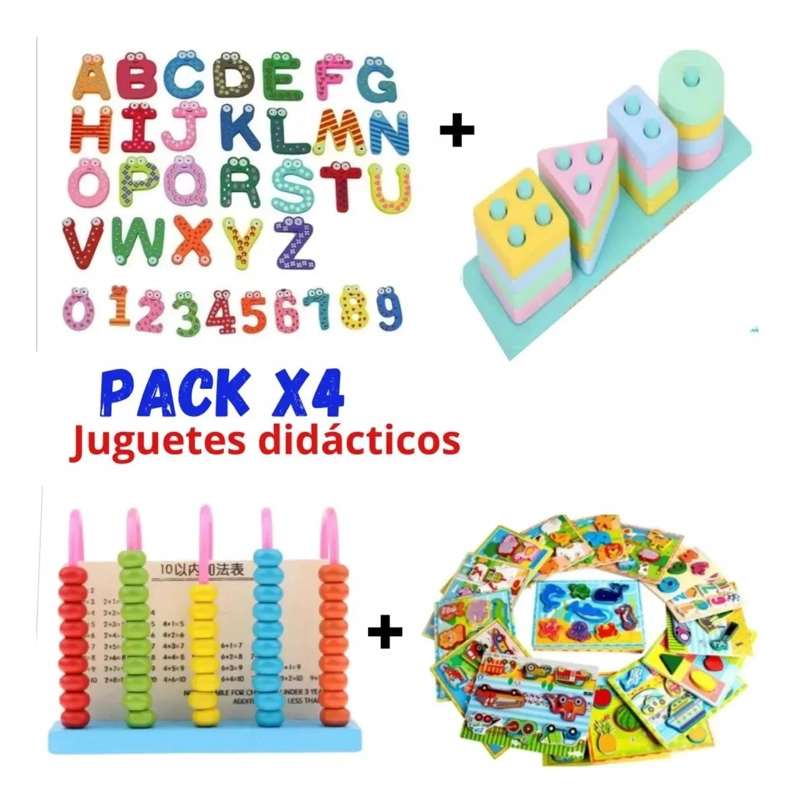 SET DE 4 JUGUETES DIDACTICOS DE MADERA PARA NIÑOS - 2