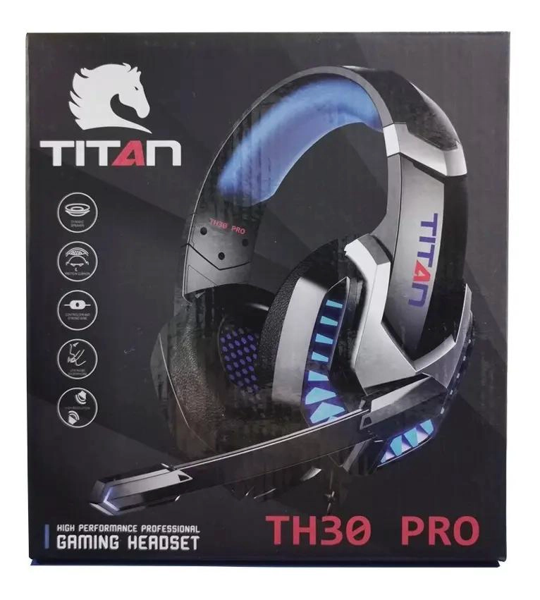 AUDIFONOS TITAN TH30-PRO CON LED NEGRO Y AZUL - 2