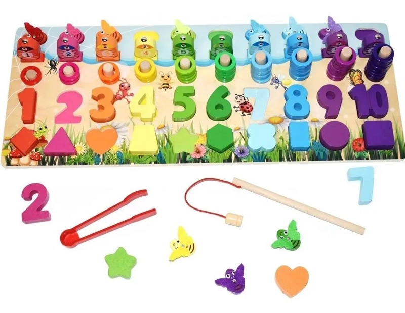 JUGUETE DIDACTICO DE MADERA MONTESSORI MATEMATICA PESCA - 3