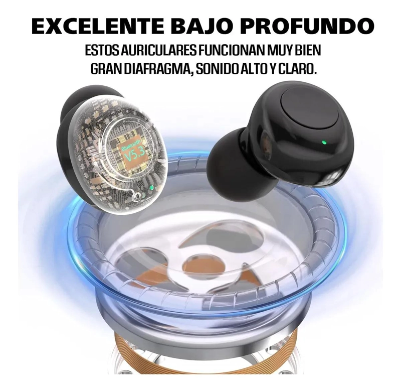 AUDIFONOS INALAMBRICOS BLUETOOTH 5.3 TWS CON CARGA TIPO C - 2