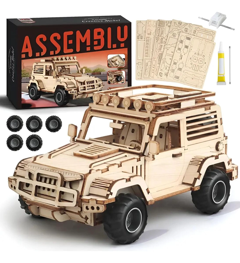 PUZZLE 3D DE MADERA JEEP 125 PIEZAS PARA NIÑOS - 1