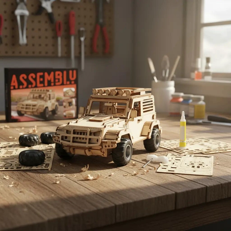 PUZZLE 3D DE MADERA JEEP 125 PIEZAS PARA NIÑOS - 4