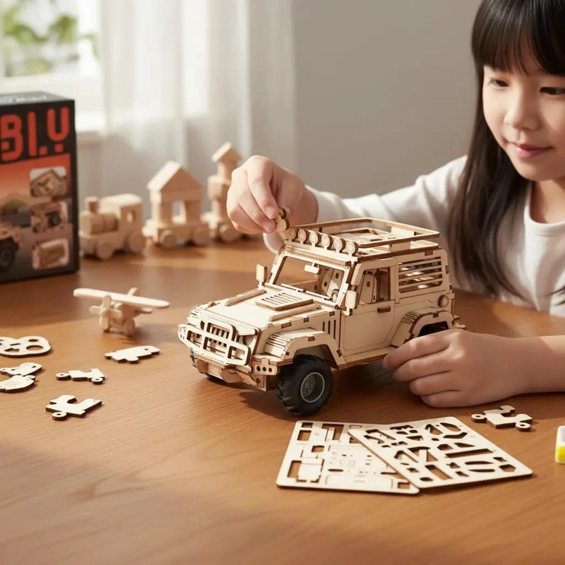 PUZZLE 3D DE MADERA JEEP 125 PIEZAS PARA NIÑOS - 5