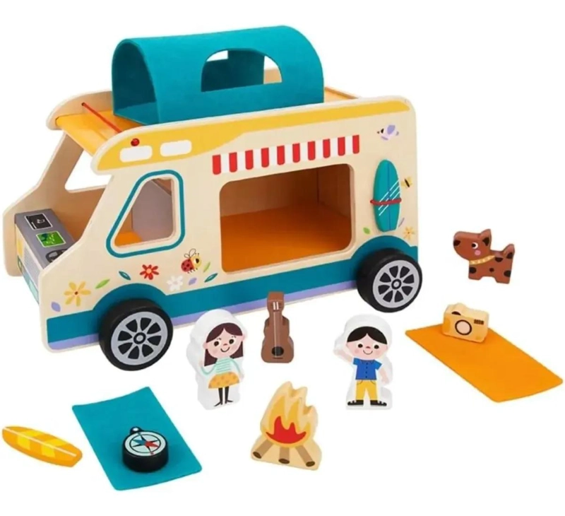 AUTO DE CAMPING DIDACTICO EN MADERA 13 PIEZAS - 4
