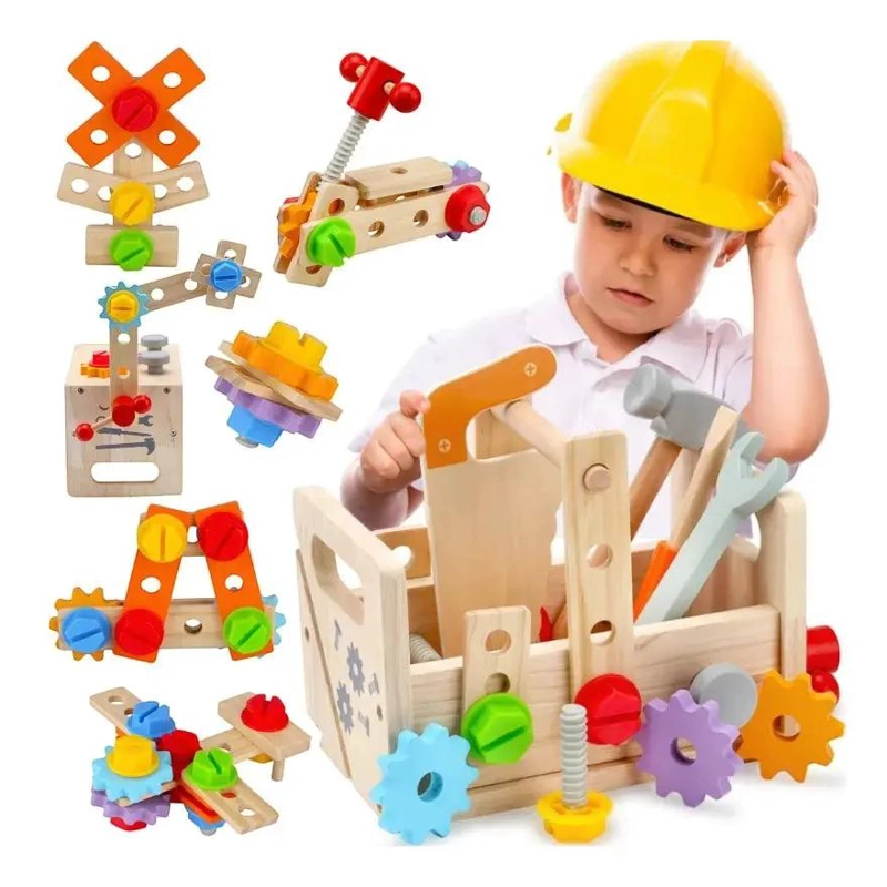 CAJA DE HERRAMIENTAS DE MADERA PARA NIÑOS - 1