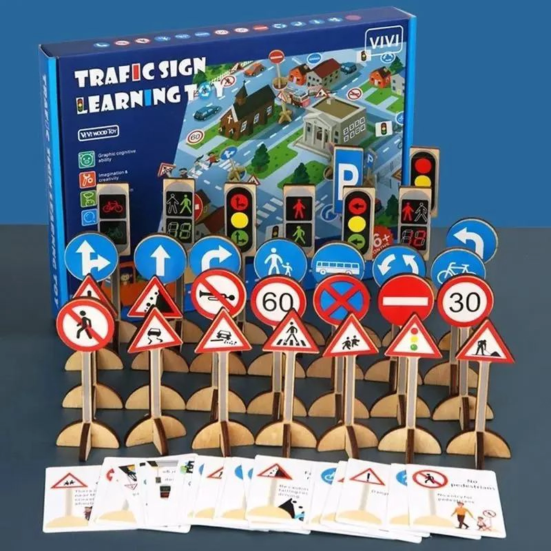 SEÑALES DE TRAFICO DE MADERA 3D PARA NIÑOS - 1