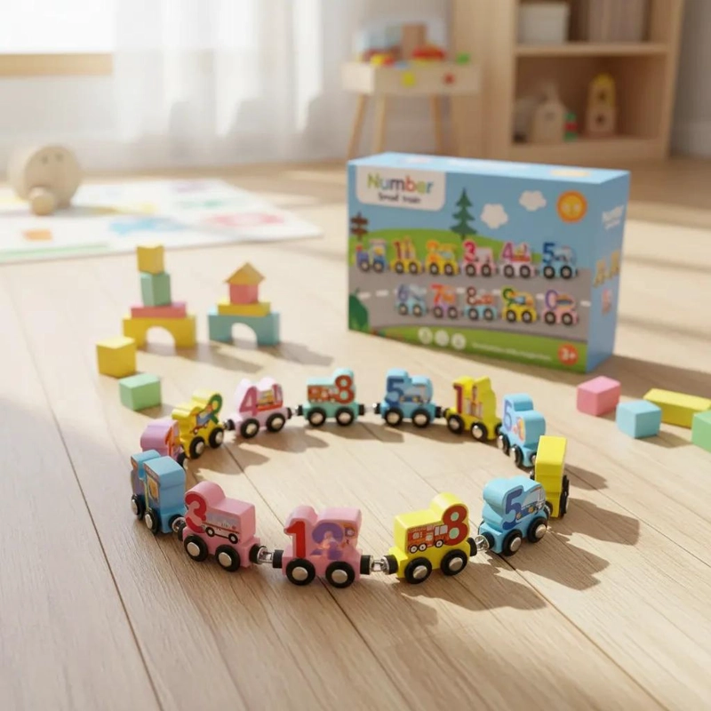 TREN DIDACTICO DE MADERA CON IMAN PARA NIÑOS - 1