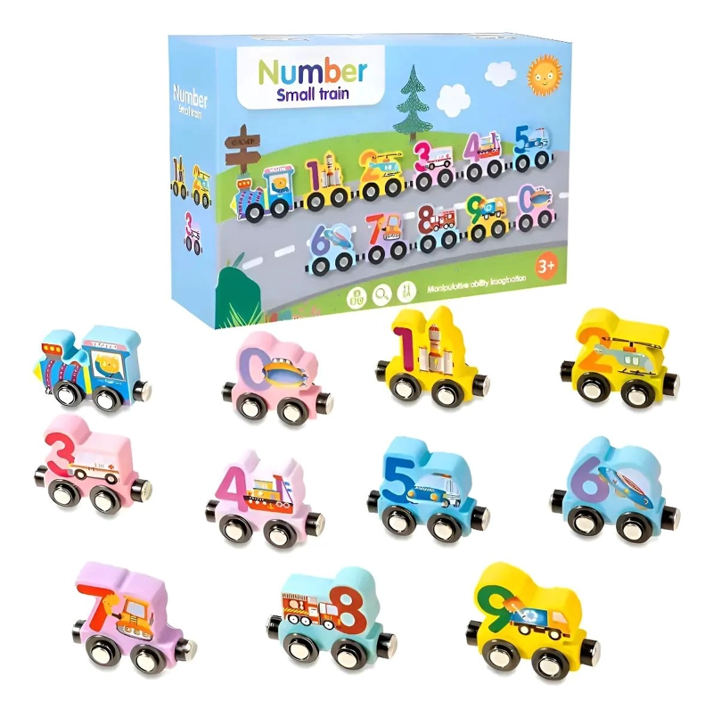 TREN DIDACTICO DE MADERA CON IMAN PARA NIÑOS - 3