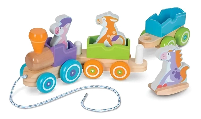 TREN DE ANIMALES DIDACTICO EN MADERA PARA ESTIMULACION - 1