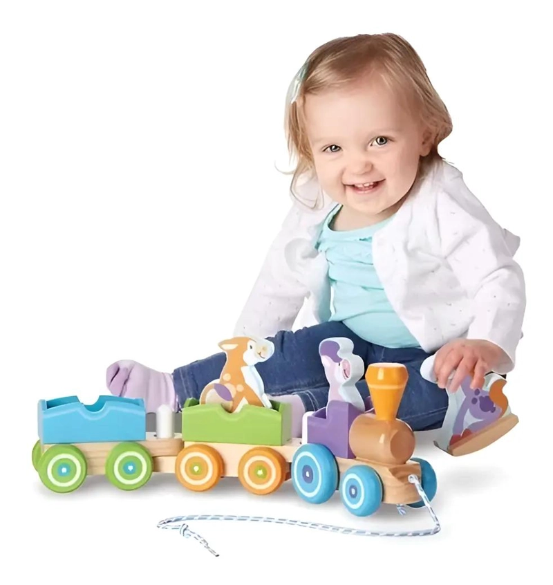 TREN DE ANIMALES DIDACTICO EN MADERA PARA ESTIMULACION - 2