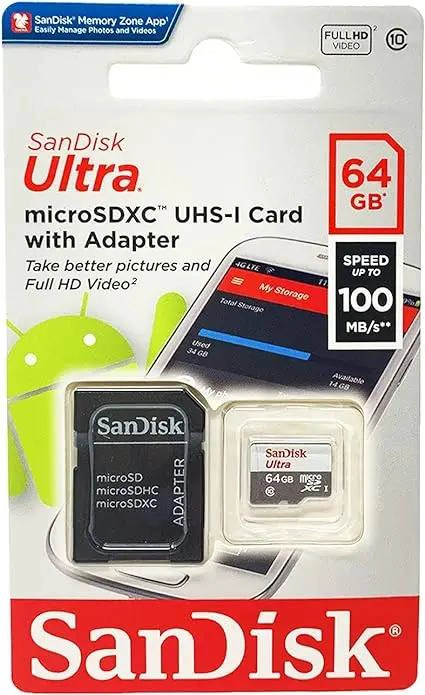 TARJETA MICRO SD ULTRA 64GB VELOCIDAD 100MB/S - 3