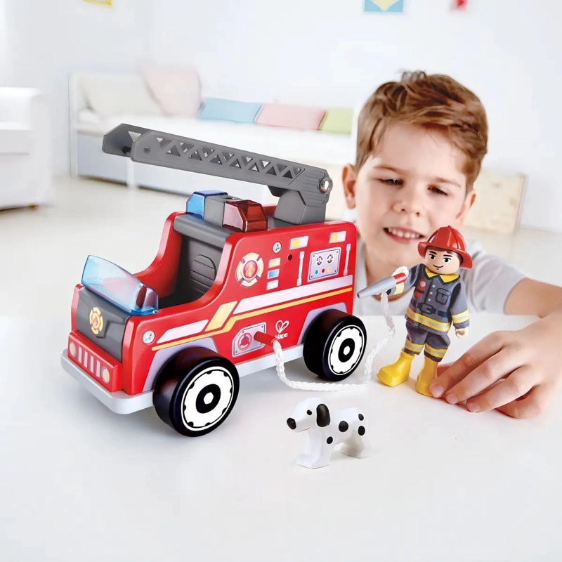 CAMION DE BOMBEROS DE MADERA PARA NIÑOS - 2