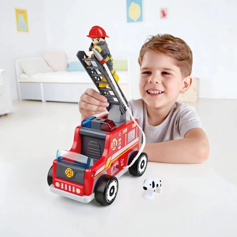 CAMION DE BOMBEROS DE MADERA PARA NIÑOS - 3