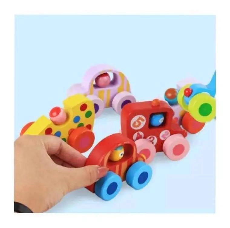 PACK 4 MINI CARROS DE MADERA DIDACTICOS PARA NIÑOS - 3