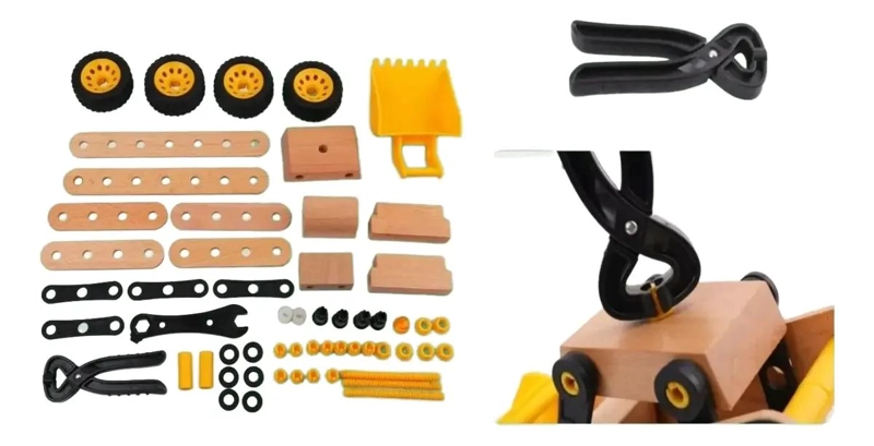 CAMION EXCAVADORA DE MADERA DIDACTICO PARA NIÑOS - 4