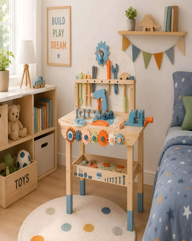BANCO DE HERRAMIENTAS DE MADERA PARA NIÑOS - 1