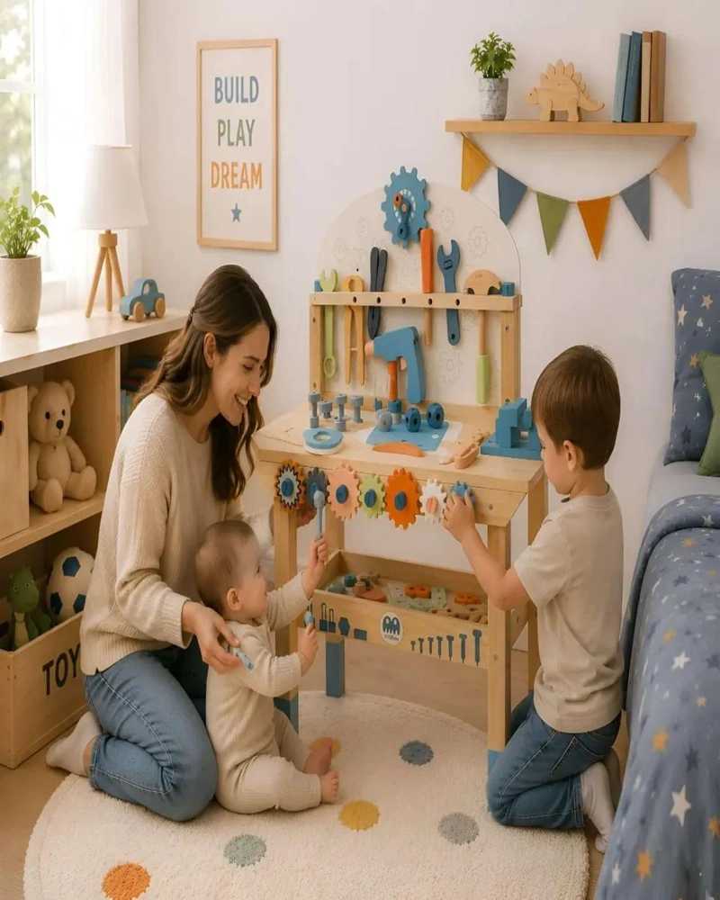 BANCO DE HERRAMIENTAS DE MADERA PARA NIÑOS - 4