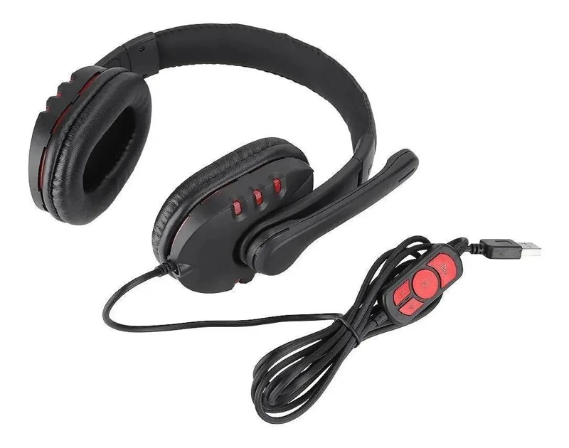 AUDIFONOS GAMER USB CON CONTROL DE VOLUMEN ROJO - 2