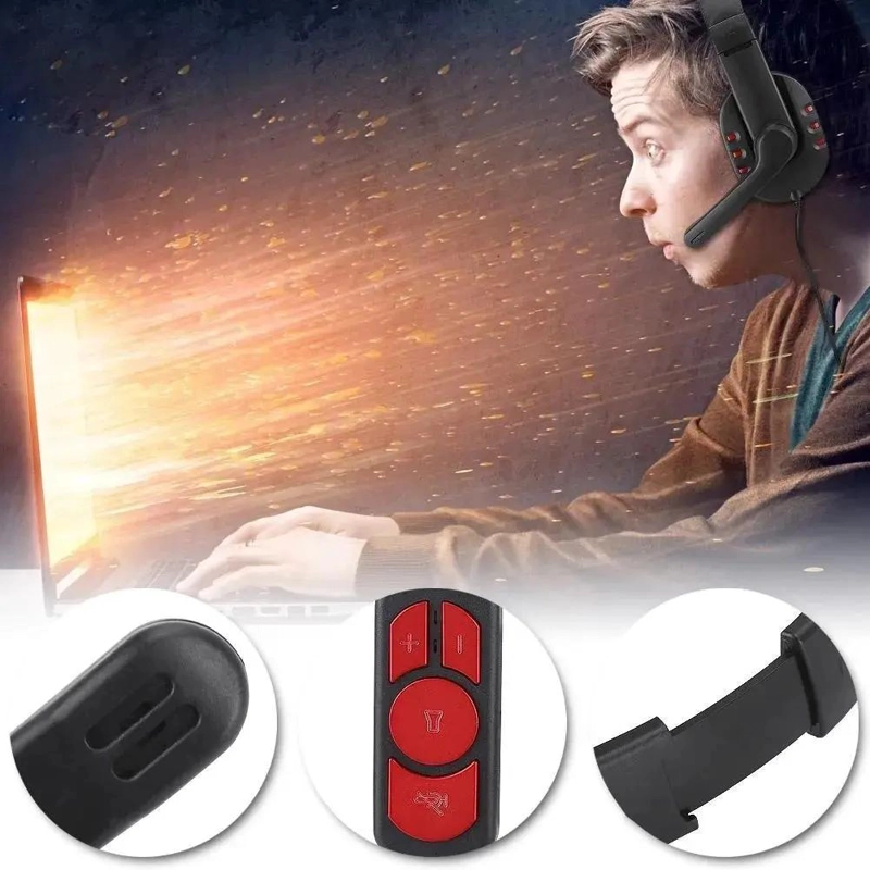AUDIFONOS GAMER USB CON CONTROL DE VOLUMEN ROJO - 4