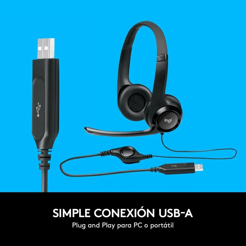 AUDIFONO CON MICROFONO USB COLOR NEGRO - 5