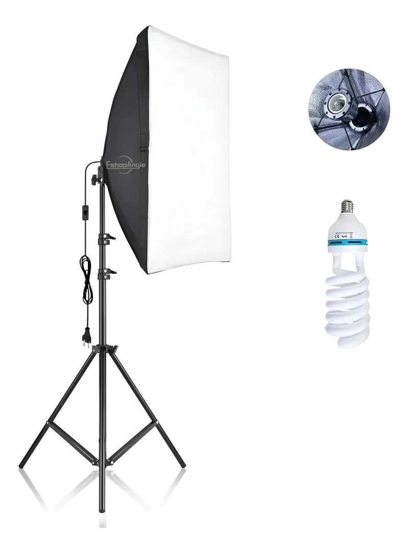 KIT DE ILUMINACION SOFTBOX PARA FOTOGRAFIA CON AMPOLLETA - 1