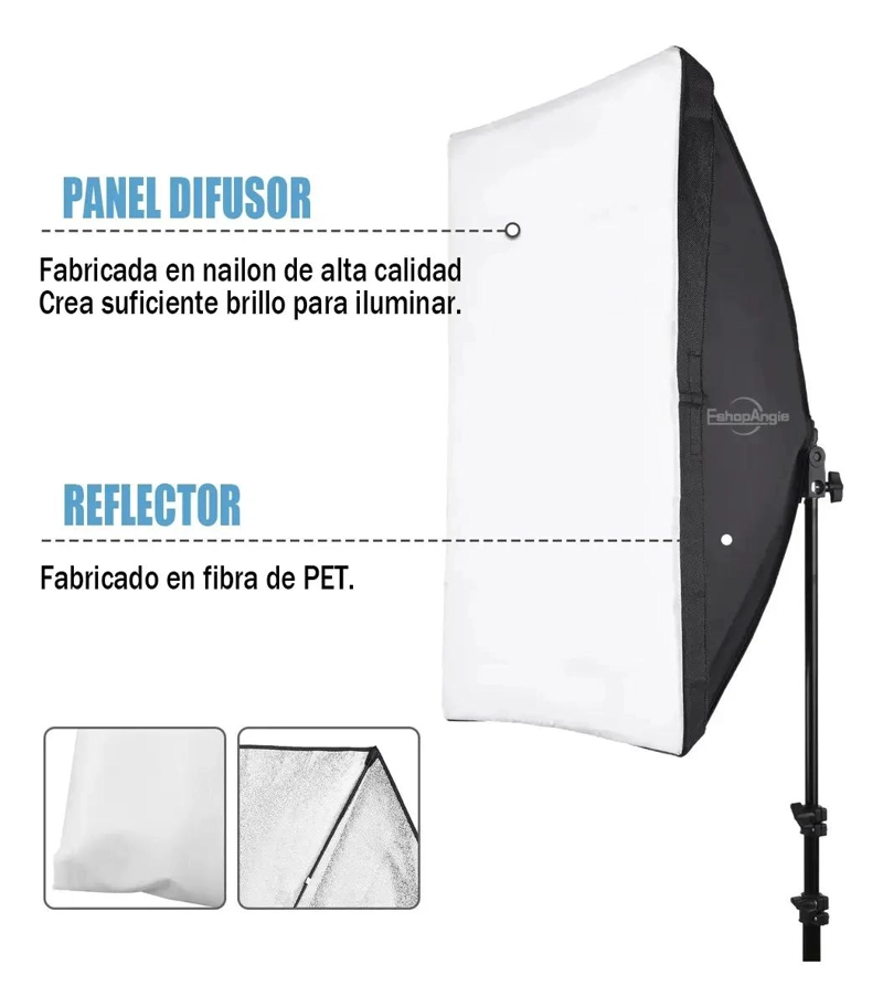 KIT DE ILUMINACION SOFTBOX PARA FOTOGRAFIA CON AMPOLLETA - 3
