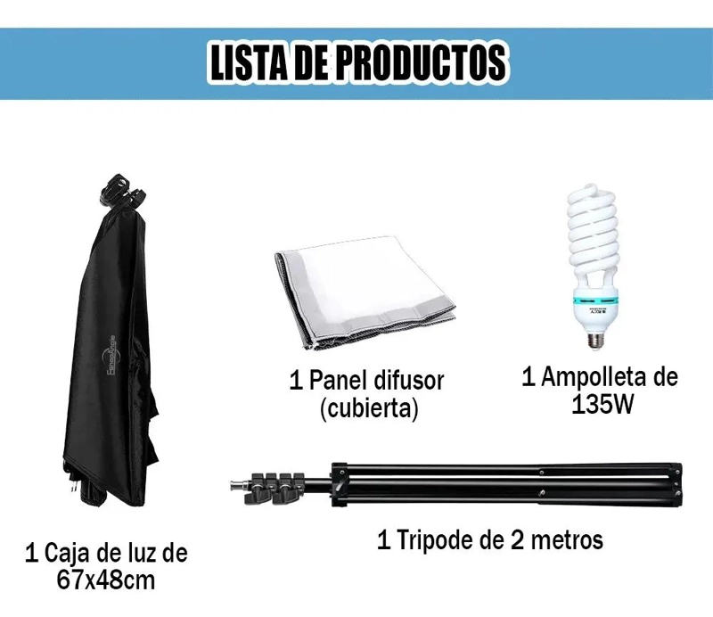 KIT DE ILUMINACION SOFTBOX PARA FOTOGRAFIA CON AMPOLLETA - 4