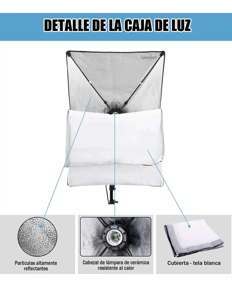 KIT DE ILUMINACION SOFTBOX PARA FOTOGRAFIA CON AMPOLLETA - 5