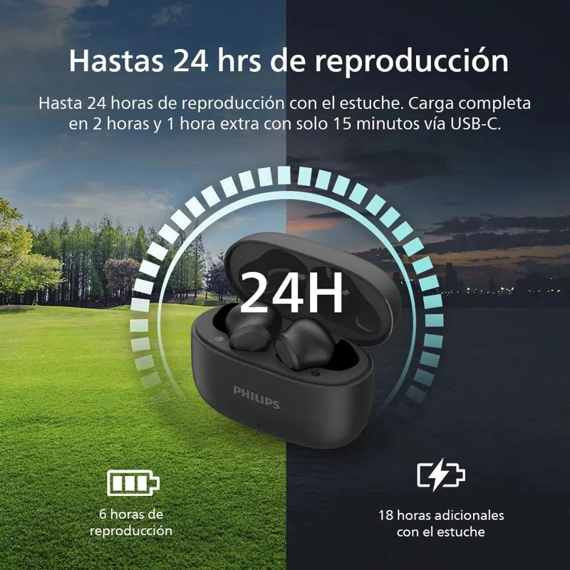 AURICULARES INALAMBRICOS TWS NEGROS CON 24 HORAS DE USO - 3