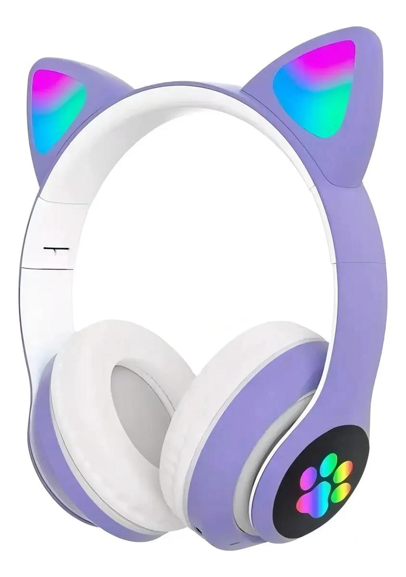AURICULARES INALAMBRICOS D47 CON LUZ RGB LED VIOLETA - 2