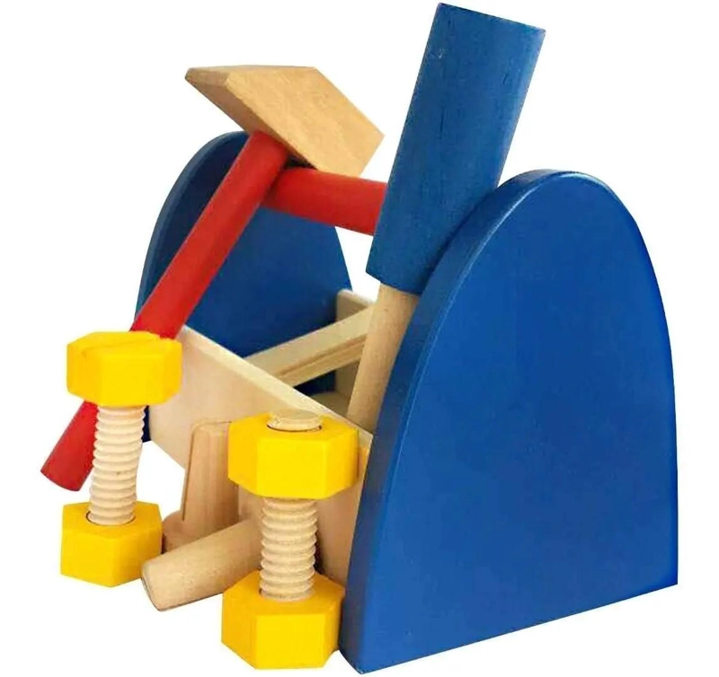 CAJA DE HERRAMIENTAS DE MADERA CON 10 PIEZAS - 5