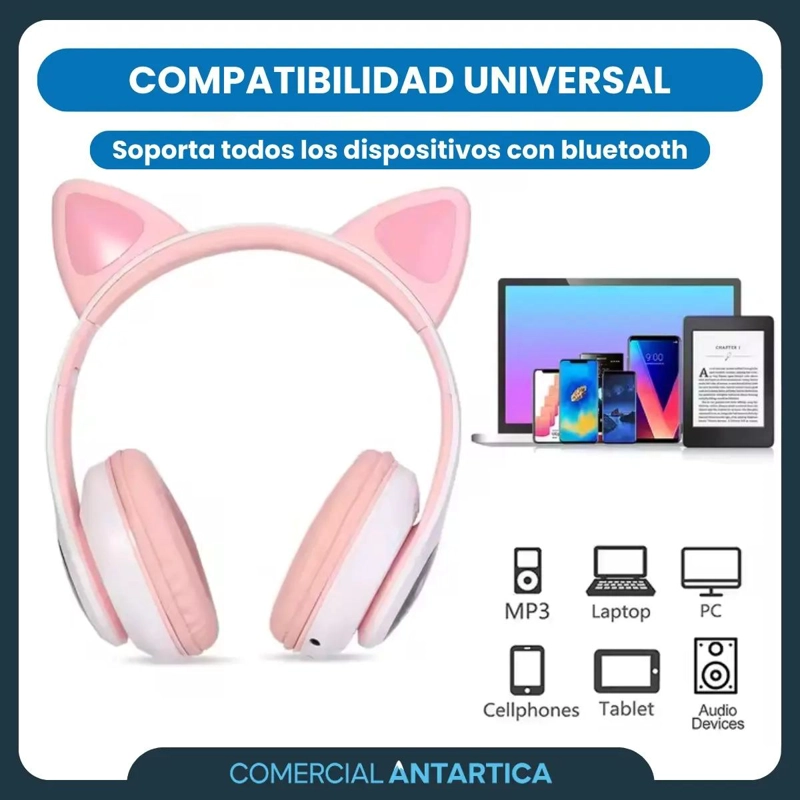 AURICULARES GAMER INALAMBRICOS CON LUZ LED Y BLUETOOTH 5. - 3