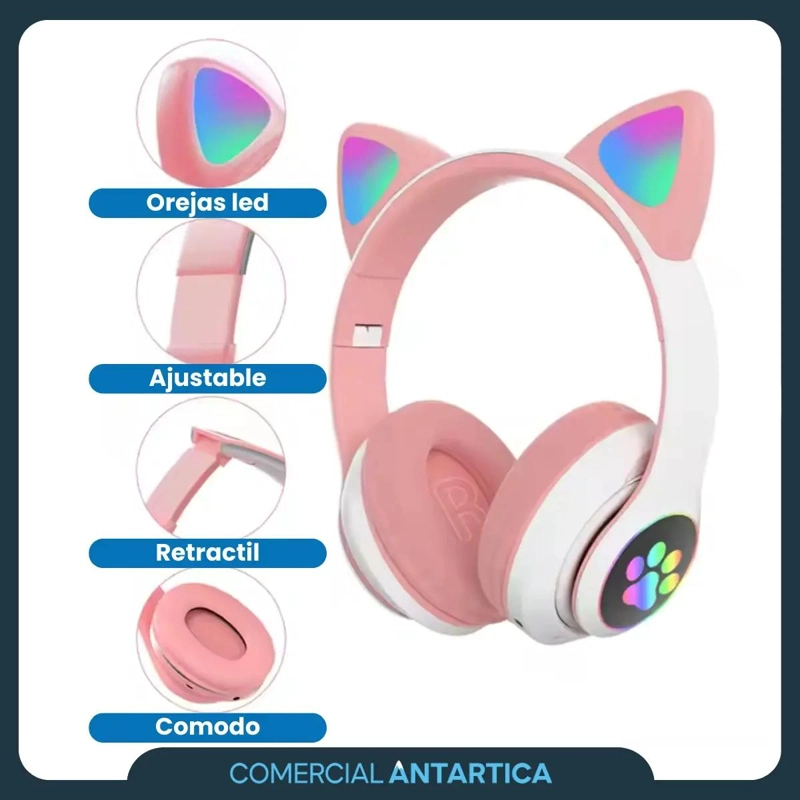 AURICULARES GAMER INALAMBRICOS CON LUZ LED Y BLUETOOTH 5. - 4