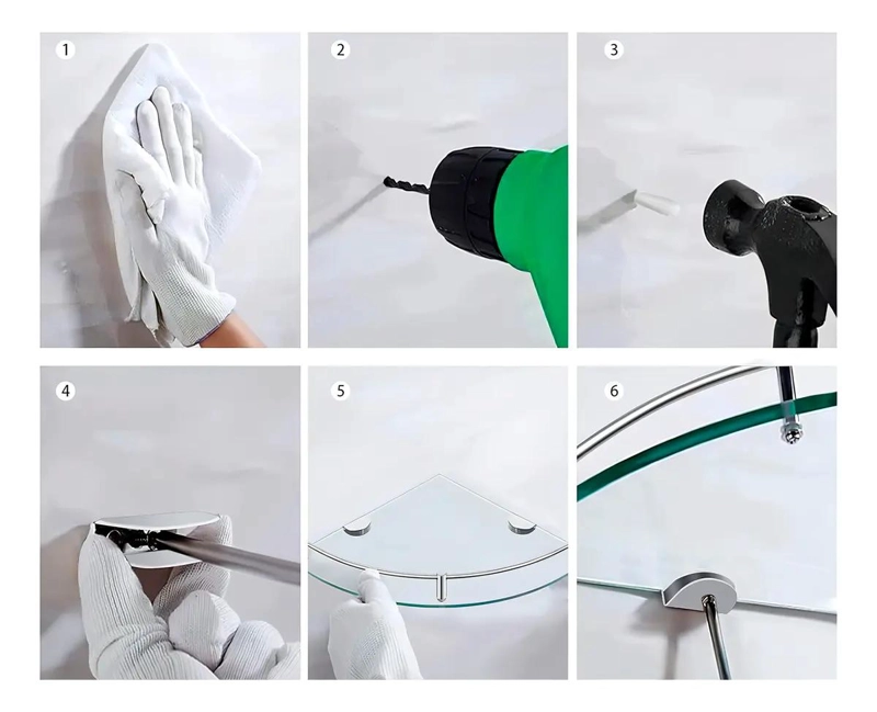 REPISAS ESQUINERAS DE VIDRIO PARA DUCHA 4 UNIDADES - 3