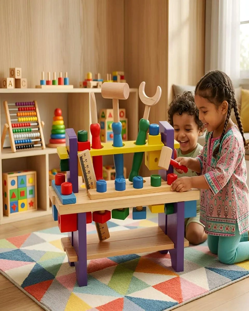 BANCO DE HERRAMIENTAS DE MADERA PARA NIÑOS - 2
