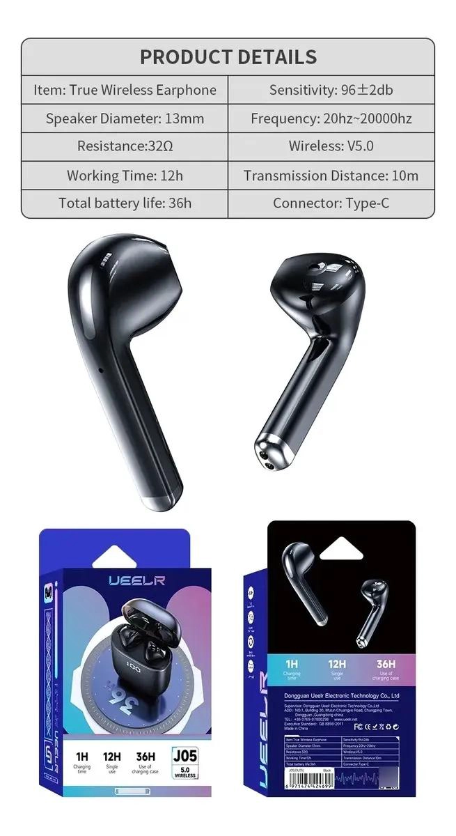 AUDIFONOS INALAMBRICOS BLUETOOTH 5.0 CON ESTUCHE DE CARGA - 3