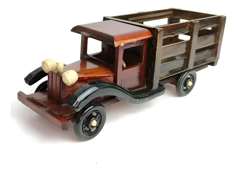 CAMION CLASICO ANTIGUO DE MADERA PARA NIÑOS MONTESSORI - 1