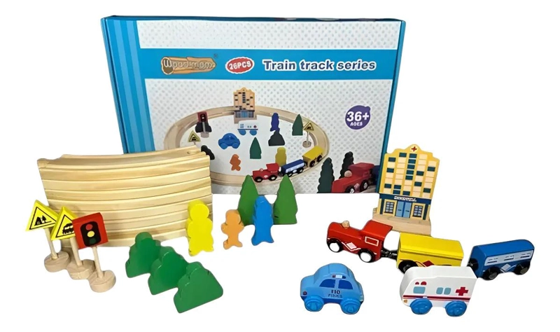 PISTA DE TREN INFANTIL DE MADERA PARA ARMAR - 2